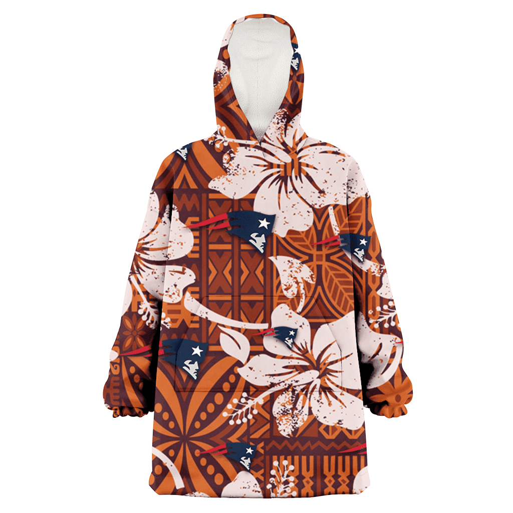 New England Patriots Bisque Hibiscus Brown Pattern 3D Printed Hoodie Blanket Snug Hoodie
