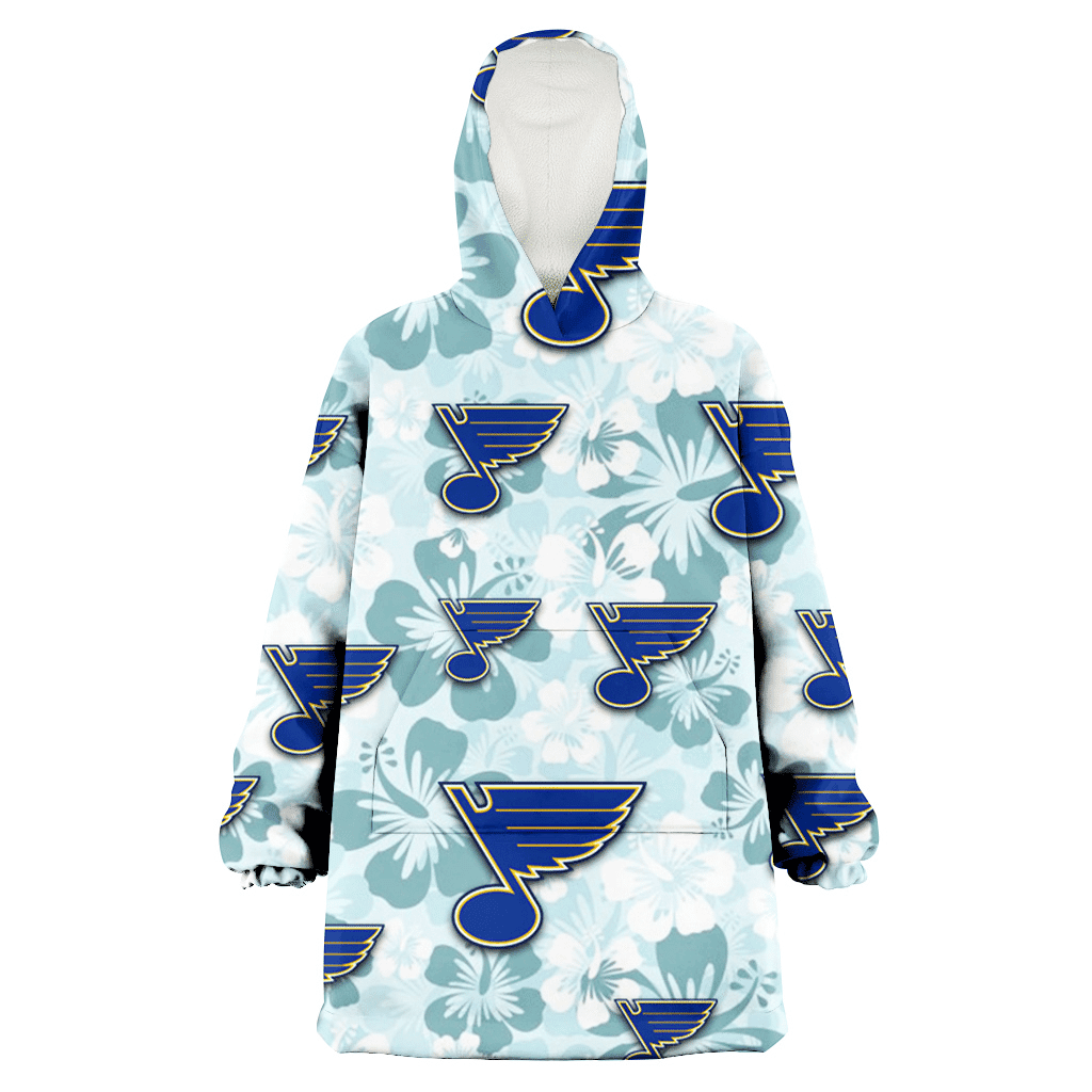 St. Louis Blues Pale Turquoise Hibiscus Light Cyan Background 3D Printed Hoodie Blanket Snug Hoodie