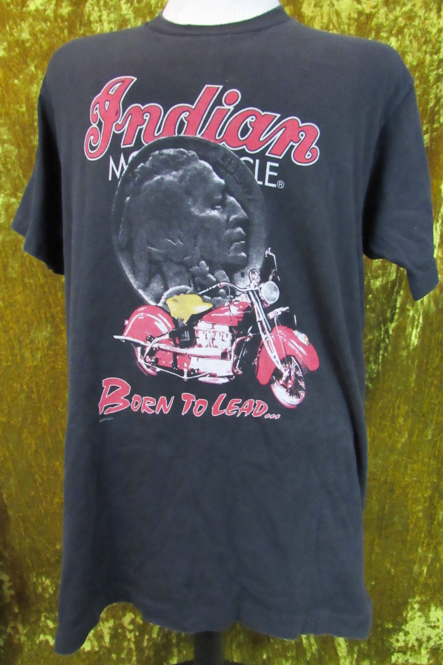 Vintage 1995 Indian Motorcycle Born To Lead Made In Usa Fruit Of The Loom T-Shirt 90’S Biker