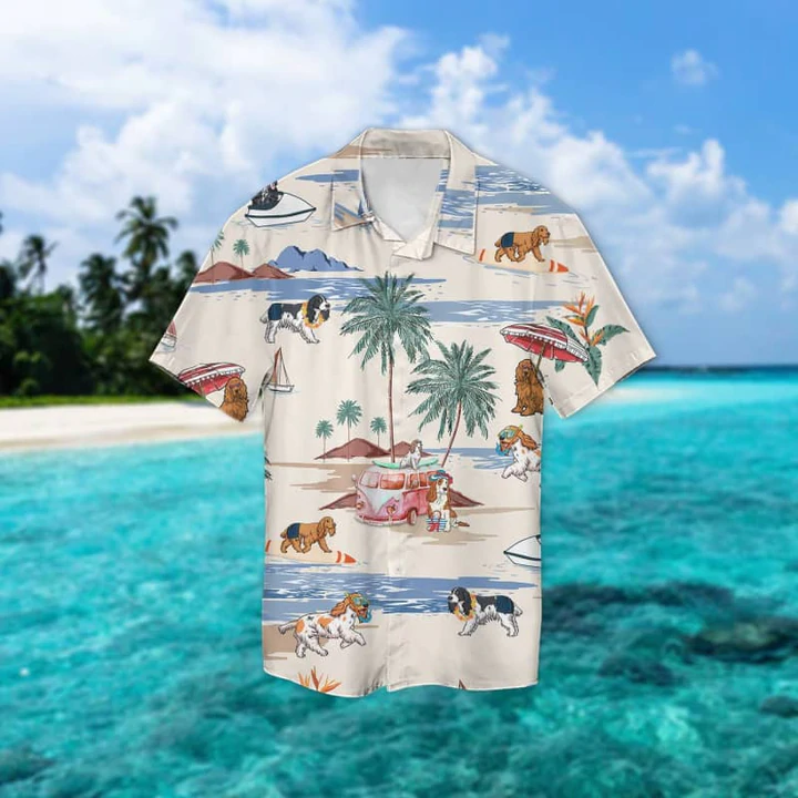 English Springer Spaniel Summer Beach Hawaiian Shirt, Hawaiian Shirts For Men Short Sleeve Aloha Beach Shirt