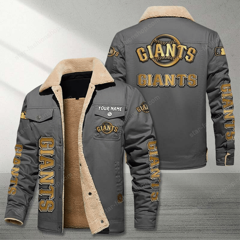 San Francisco Giants Gray Custom Name Stand Collar Jacket