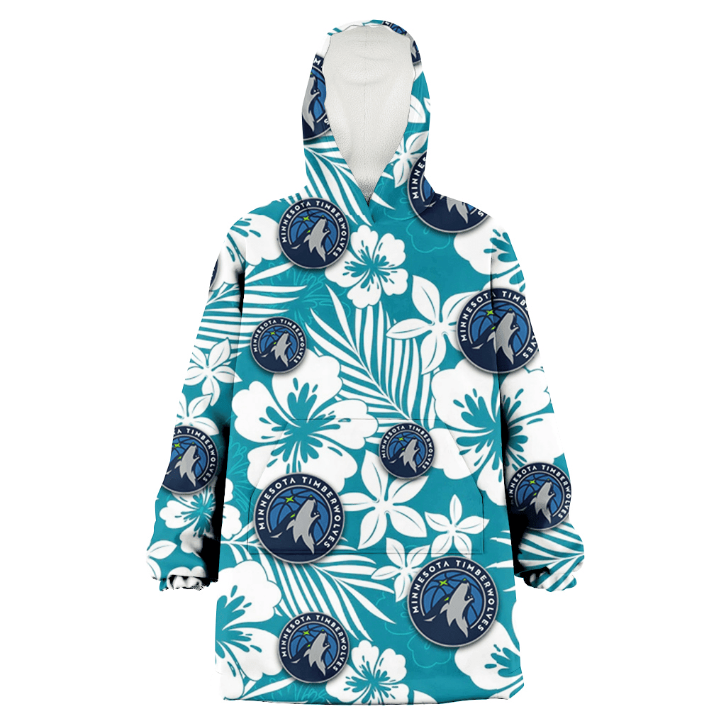 Minnesota Timberwolves White Hibiscus White Porcelain Flower Light Green Background 3D Printed Hoodie Blanket Snug Hoodie