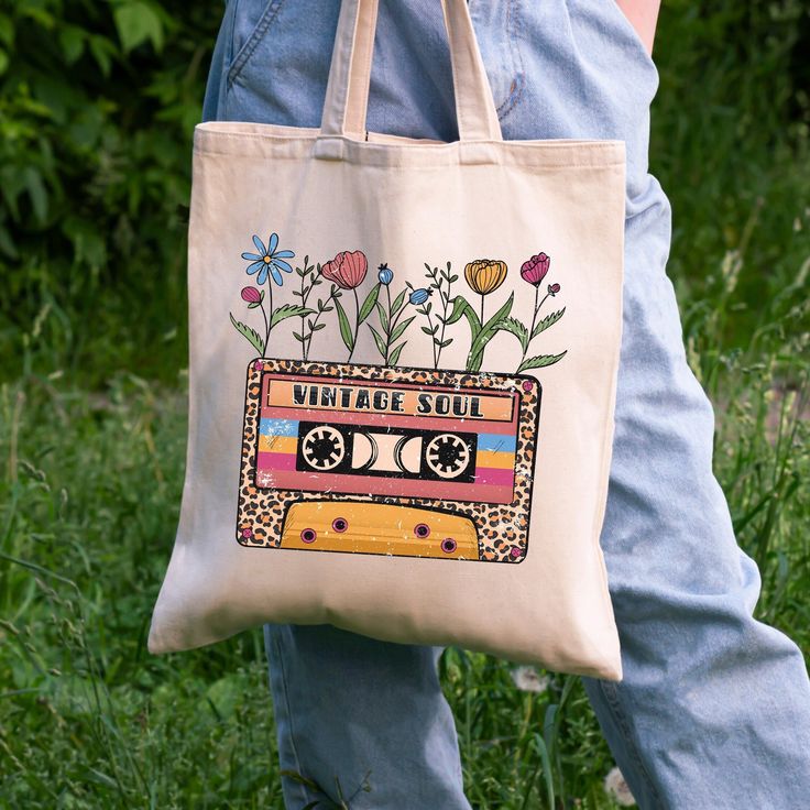 Vintage Soul Tote Bag, Vintage Cotton Tote Bag, Canvas Tote Bag, Book Bag, Birthday Gift, Groovy Tote Bag, Library Bag, Boho Gift,Floral Bag, Best Tote Bags Ideas, Cute Tote Bags Ideas, Tote Bag Design Ideas, Girls Tote Bag, Best Canvas Tote Bags Ideas