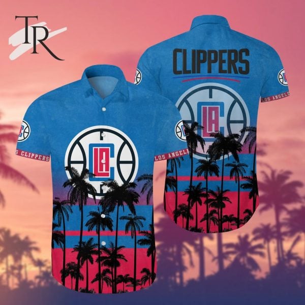 Nba Los Angeles Clippers Tropical Palm Trees Pattern Team Logo 3D Hawaiian Shirt
