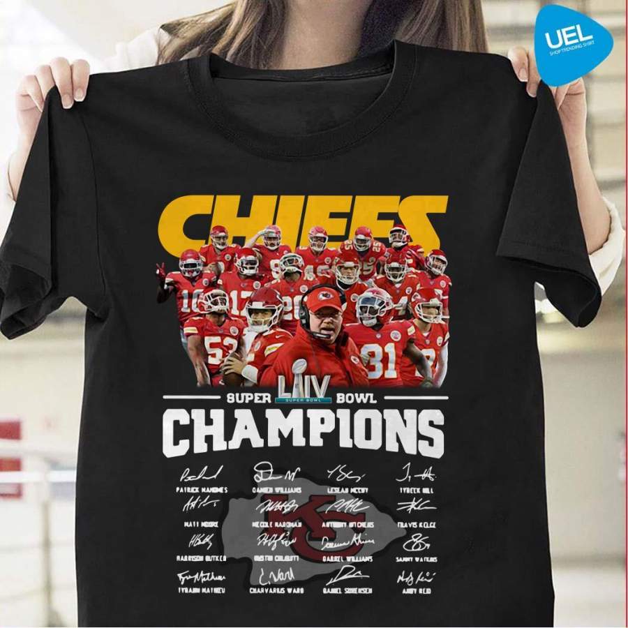 kansas city chiefs super bowl champions signatures t shirt