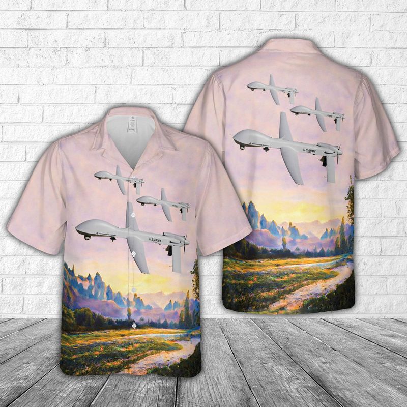 Us Army Mq-1C Warrior Uav Hawaiian Shirt