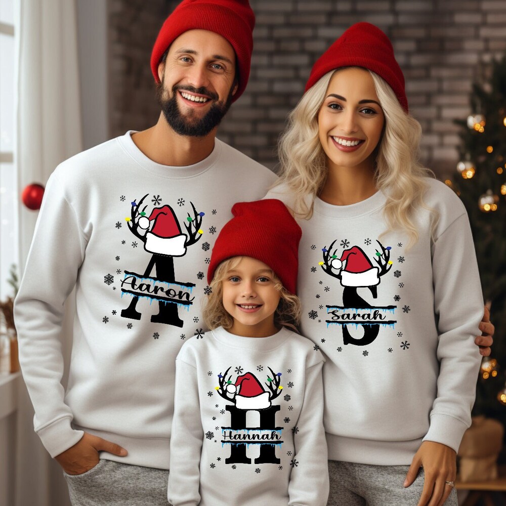 Christmas Custom Name Matching Shirt , Custom Family Christmas Sweatshirt, Personalized Christmas Couple Shirt, Christmas Group Shirt Gift X Peckshirt
