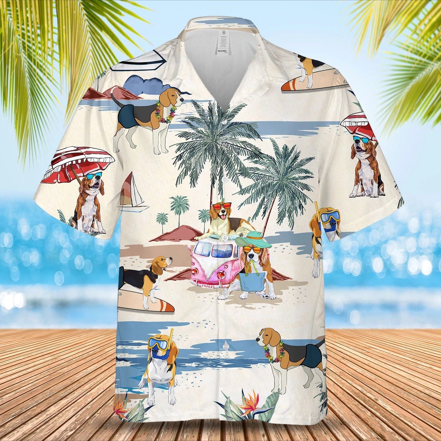 Beagle Summer Beach Hawaiian Shirt, Summer Dog On The Beach  In Hawaii Aloha Shirts