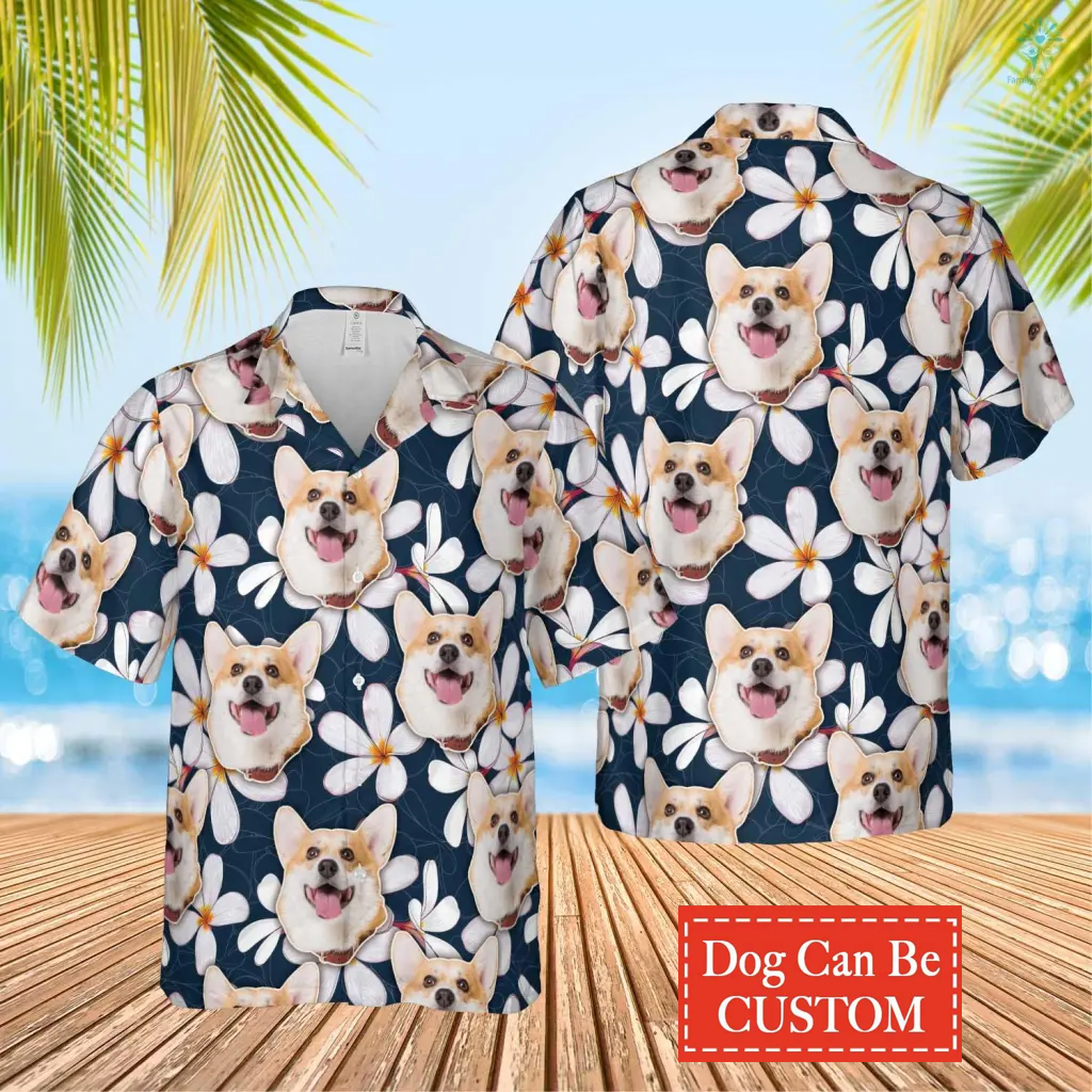 Custom Photo Frangipani Flower Funny Dog Hawaiian Shirt, Hawaiian Shirt For Men Women, Gift For Dog Lover Shirt