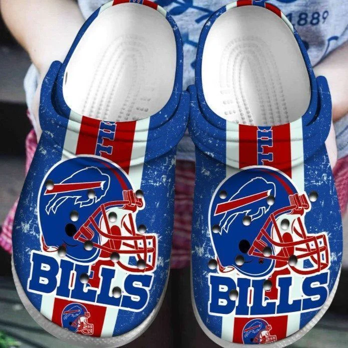 Buffalo Bills Helmet Pattern Crocss Classic Clogs Shoes In Blue & Red Ver534