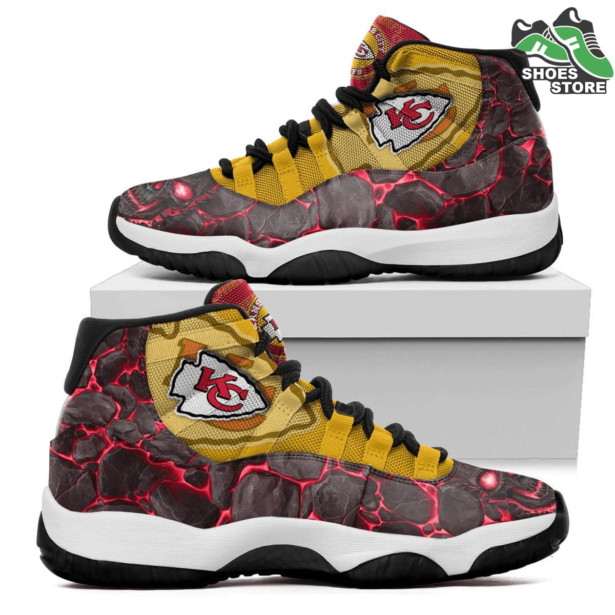 Kansas City Chiefs Logo Lava Skull J Shoes Casual Sneakers