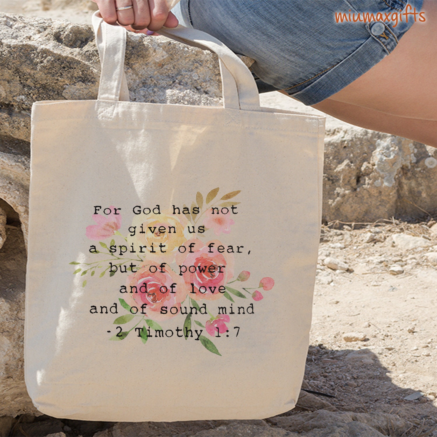 Christian Tote Bag, God Not Given Spirit Of Fear Bible Verse Bag, Christian Tote Bag, God Tote Bag, Jesus Bag, Faith Tote Bag,Christian Gift