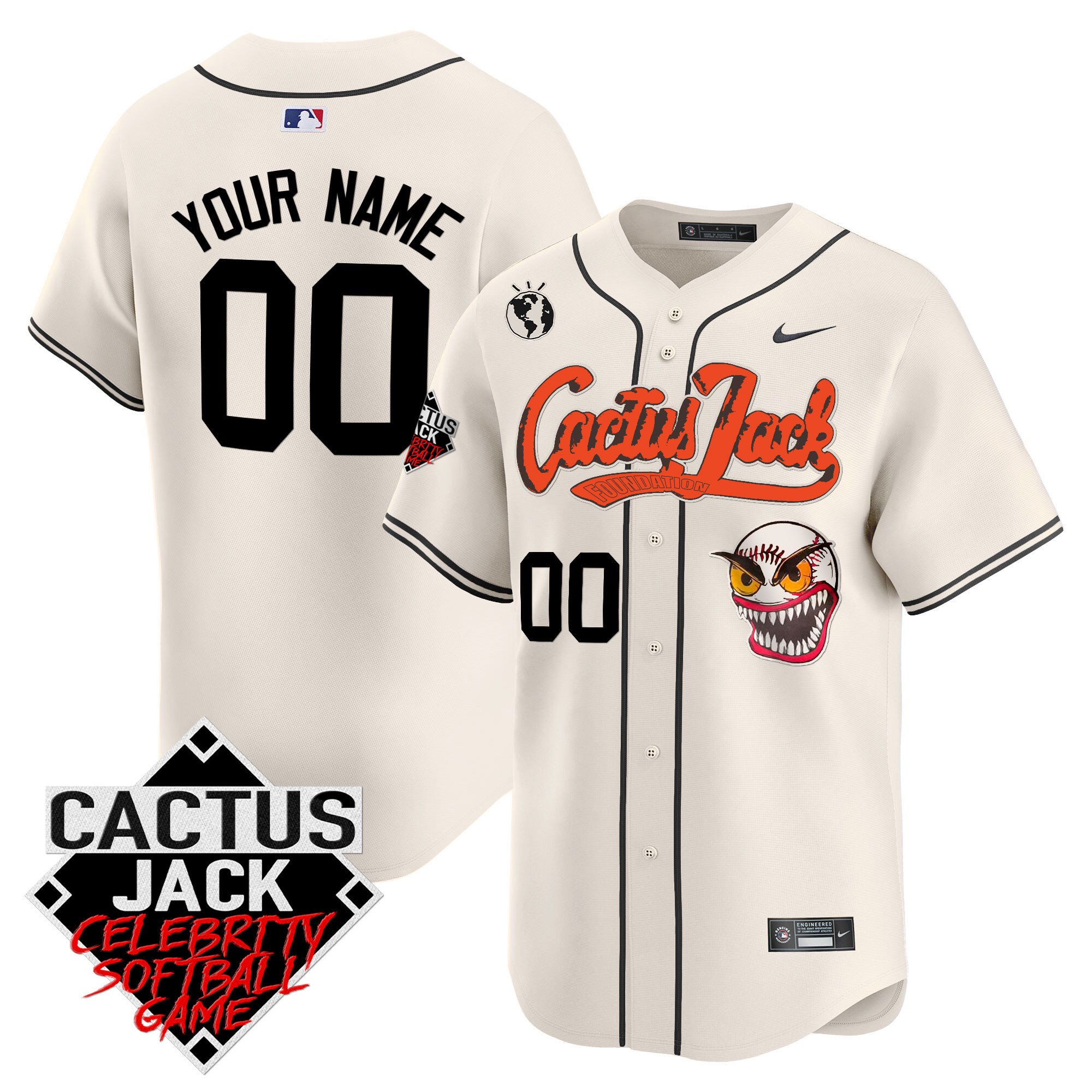 Astros Cactus Jack Celebrity Softball Game Patch Vapor Premier Limited Custom Jersey – Stitched