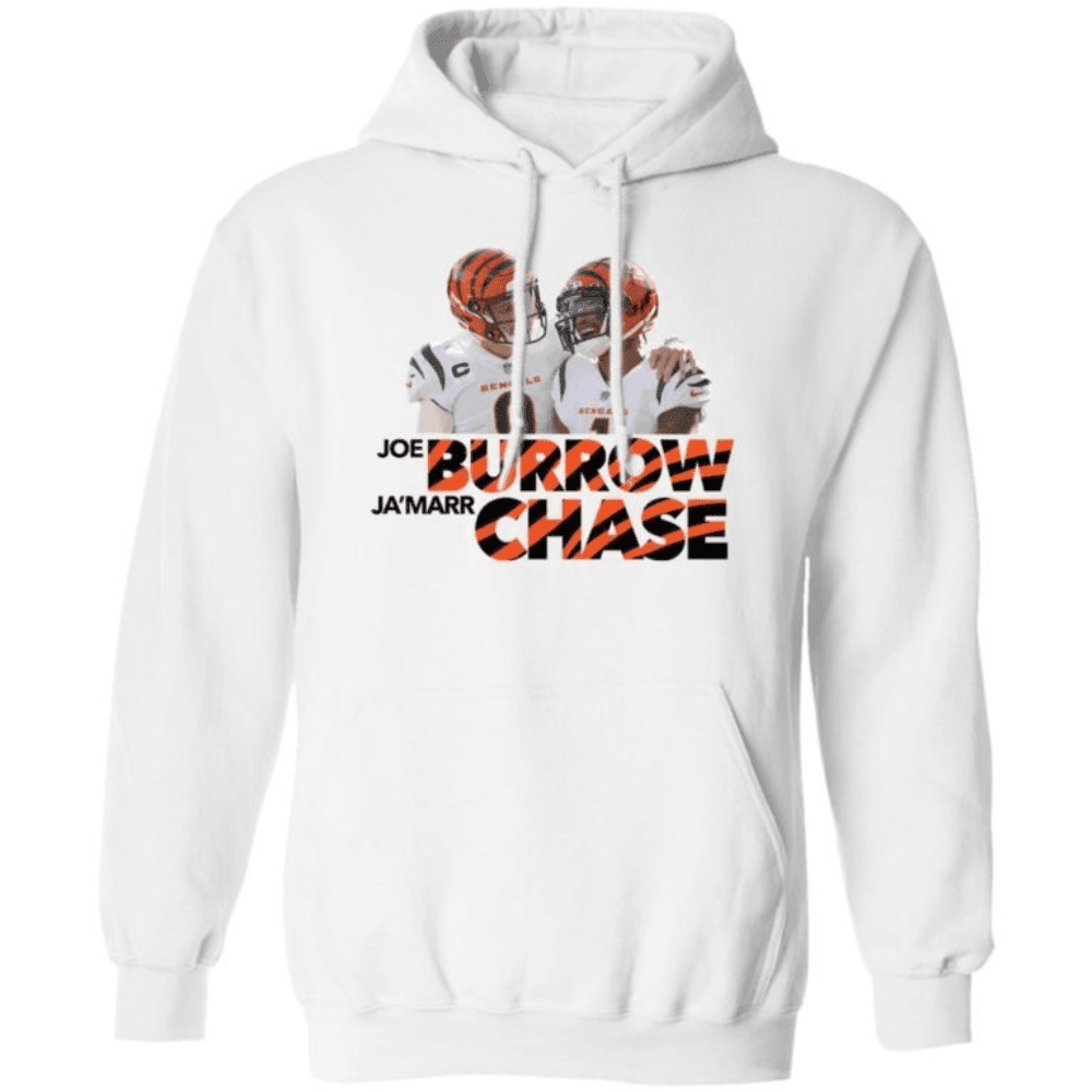 Joe Burrow Ja???marr Chase Cincinnati Bengals White Pullover Hoodie