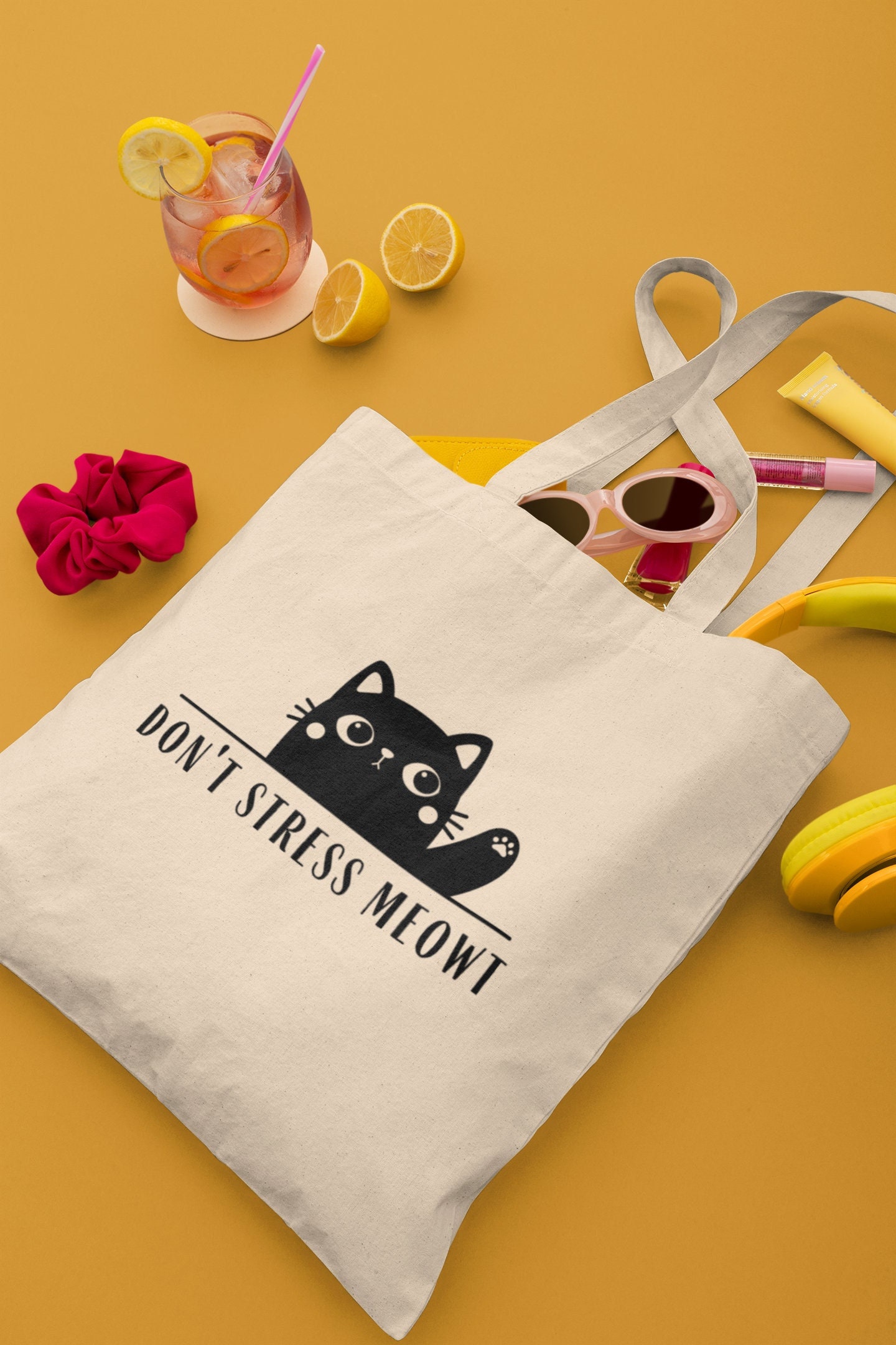 Don’t Stress Meowt Cat Tote Bag, Cat lover gifts, Cat lover gift, gift for friend, gift for her, Shopping Bag for life, Cat print gifts