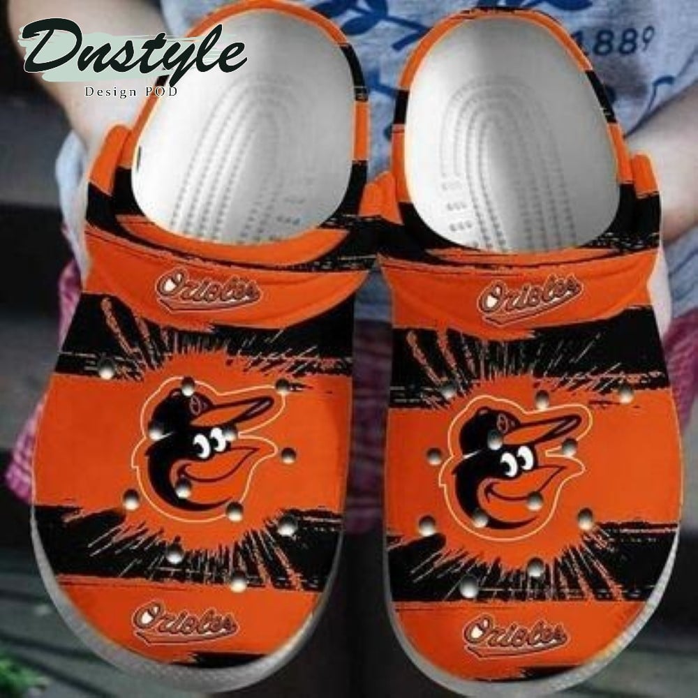 Baltimore Orioles MLB Team Logo Pattern Orange & Black Crocss Classic Clogs Shoes Ver686