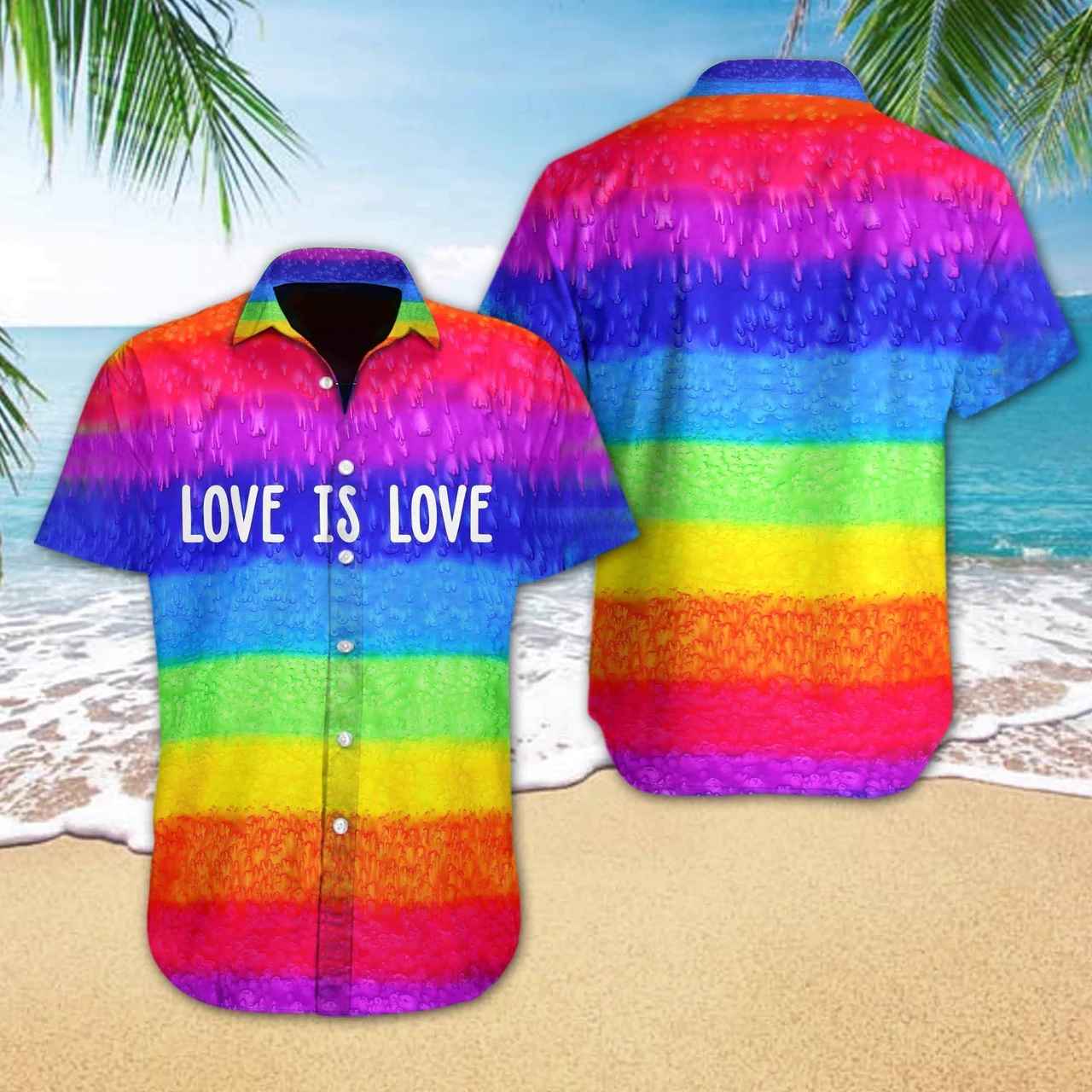 Love Is Love Lgbt Aloha Hawaiian Shirts For Summer, Pride Colorful Rainbow Lgbt Hawaiian Shirts, Gift For Couple Gaymer And Lesbian