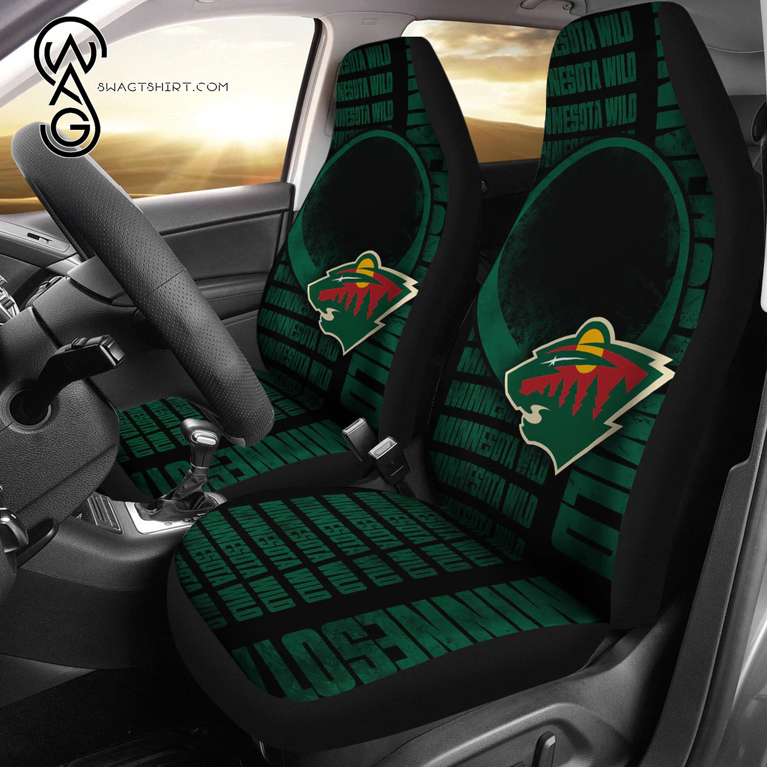 National Hockey League Minnesota Wild Sports Team Car Seat Cover Set CSC5317