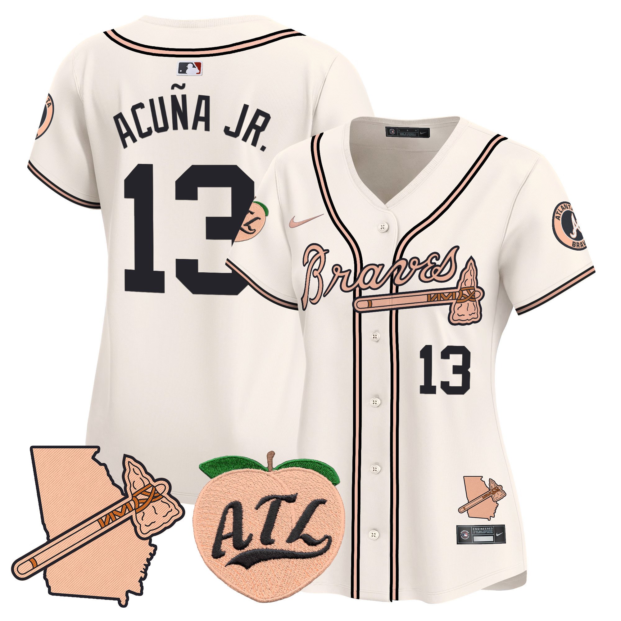 Women’S Atlanta Braves Peach Vapor Premier Limited Jersey – All Stitched