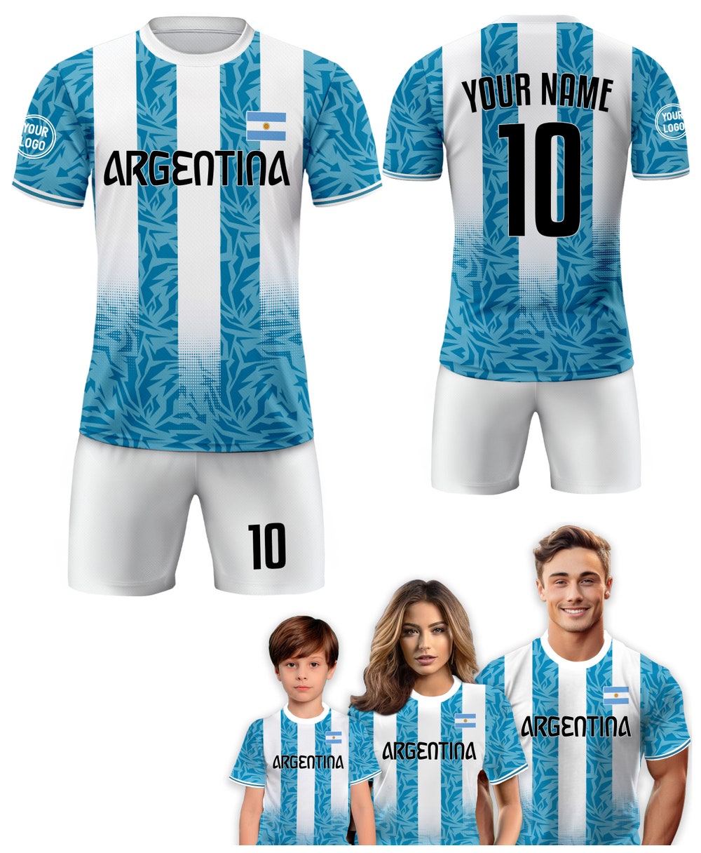 Peckshirt  Custom Argentina Soccer Jersey for Men Women Youth Kid Uniform Shirt for Fans Player Personalized Name Number Logo National Soccer Jersey - Print In Your Way