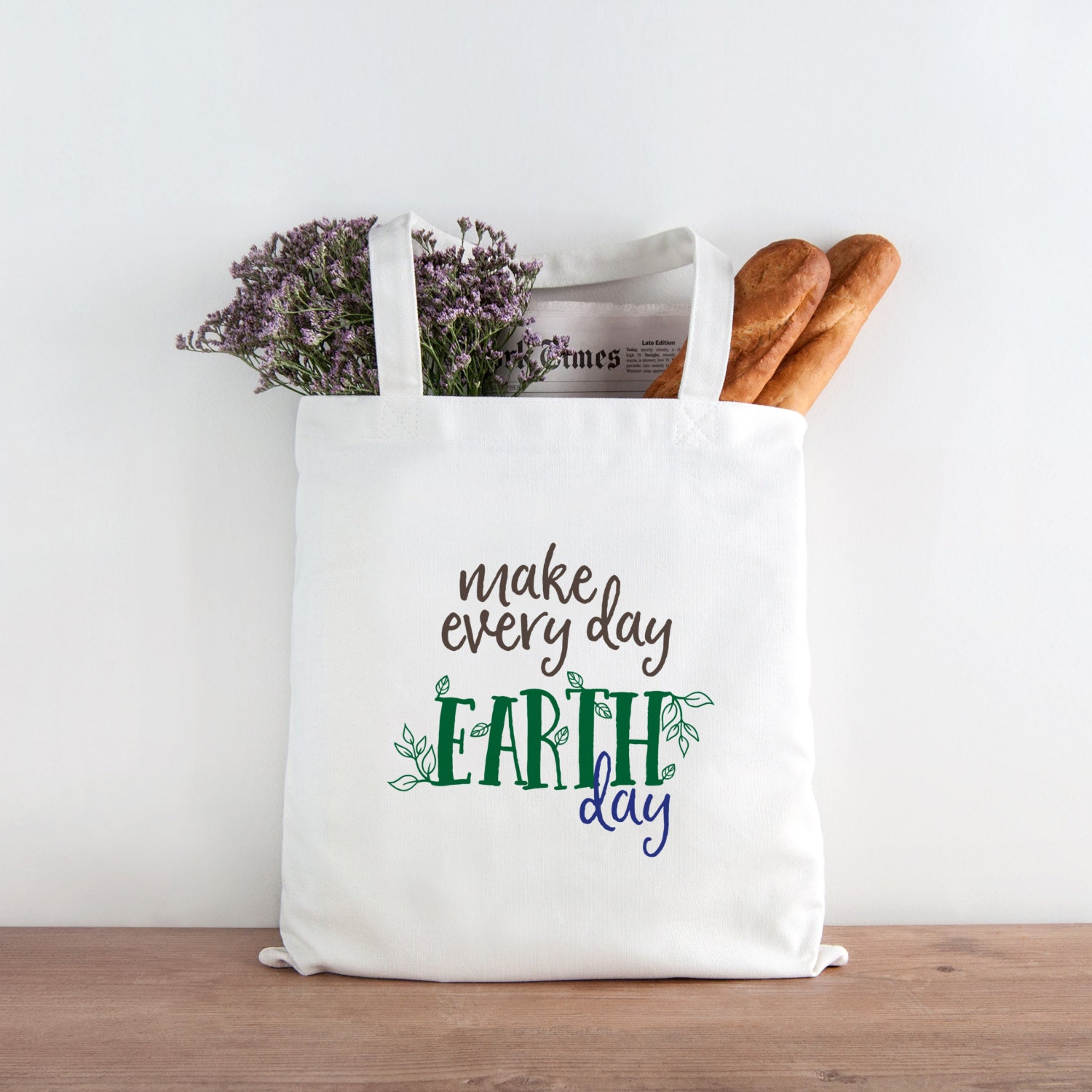 Earth Day Tote Bag, Everyday Earth Day Canvas Bag, Canvas Tote Bag, Printed Tote Bag, Market Bag, Shopping Bag, Reusable Grocery Bag 0140