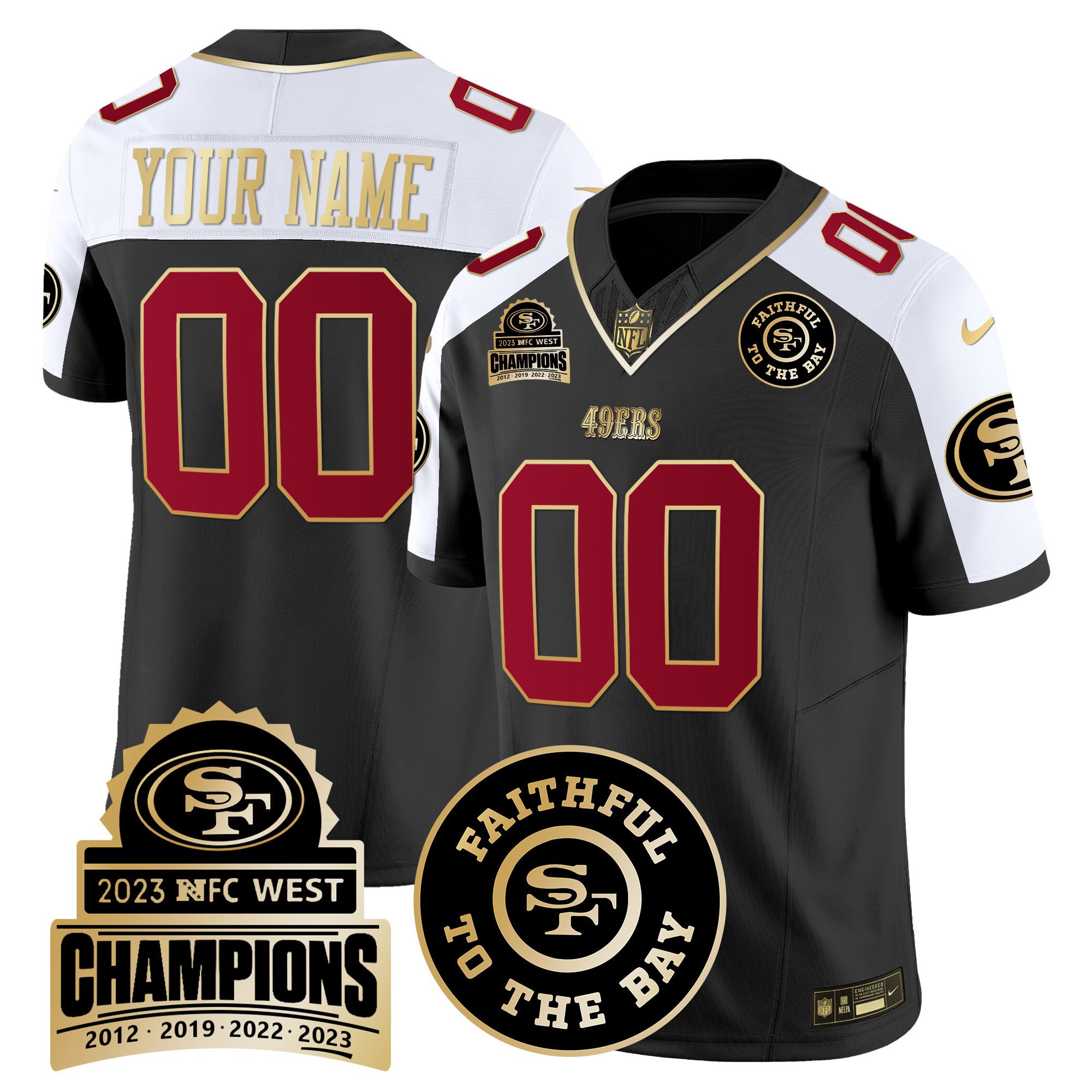 49Ers 2023 Nfc West Champions Patch Vapor Custom Jersey V3 – All Stitched