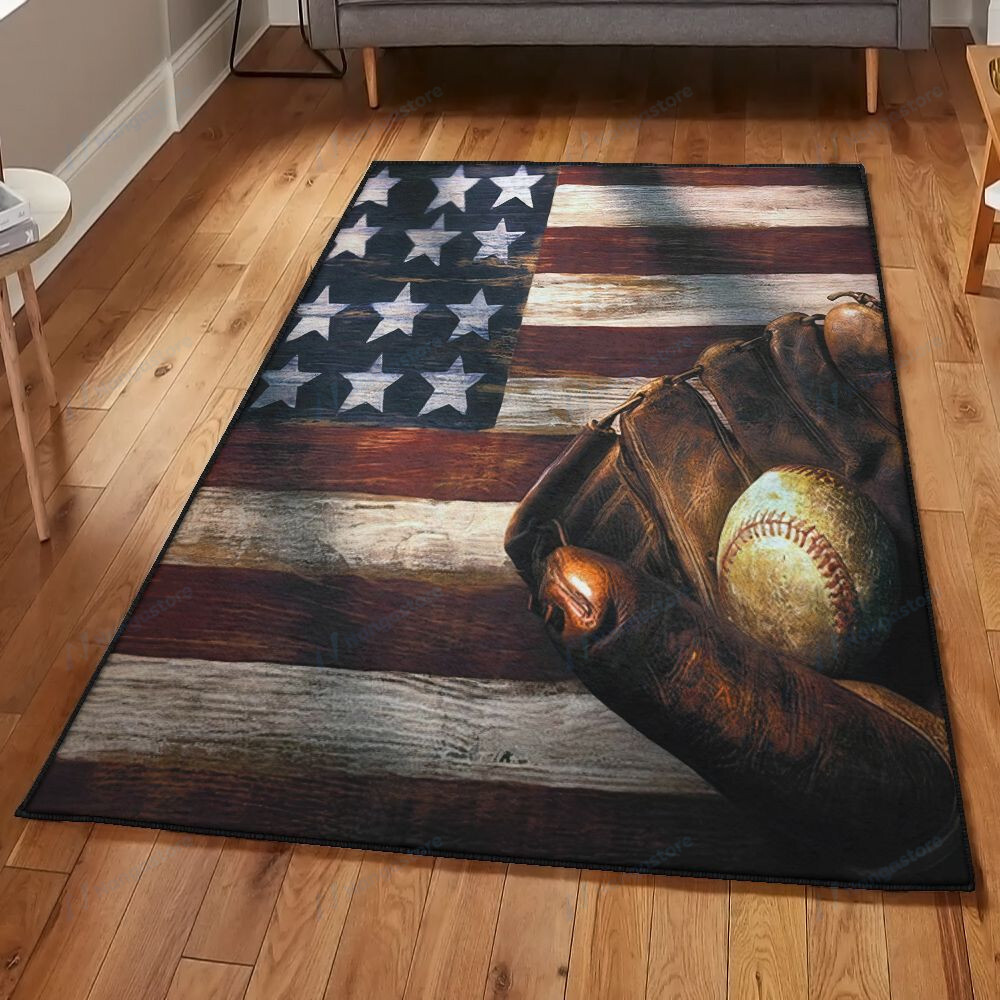 Patriotic Modern Rugs American Flag Baseball Area Rectangle Rugs Carpet Living Room Bedroom Availablerug Store