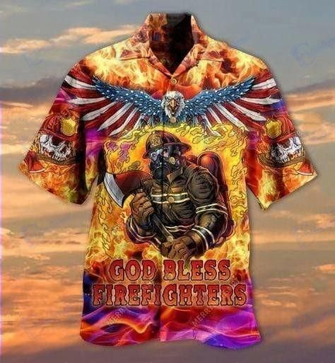Hawaiian Aloha Shirts God Bless Fire …
