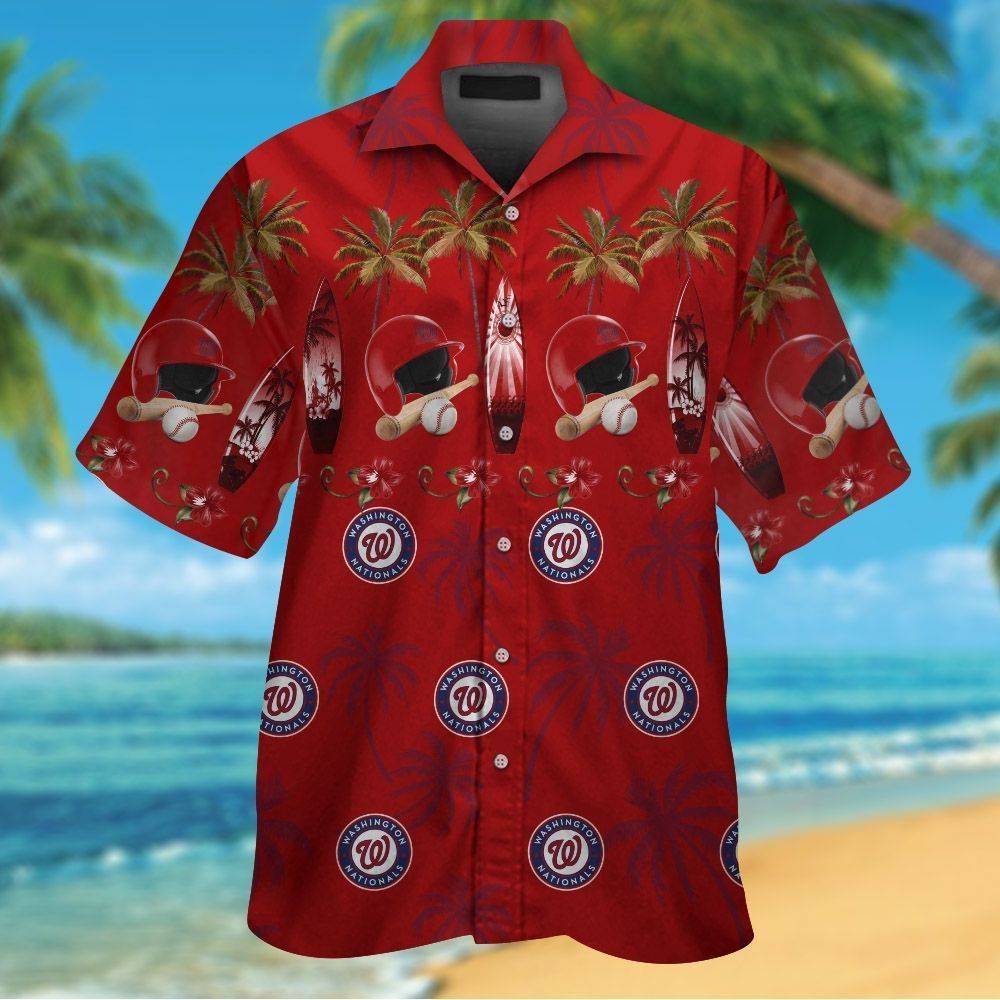 Washington Nationals Tropical Hawaiian Short Sleeve Shirt