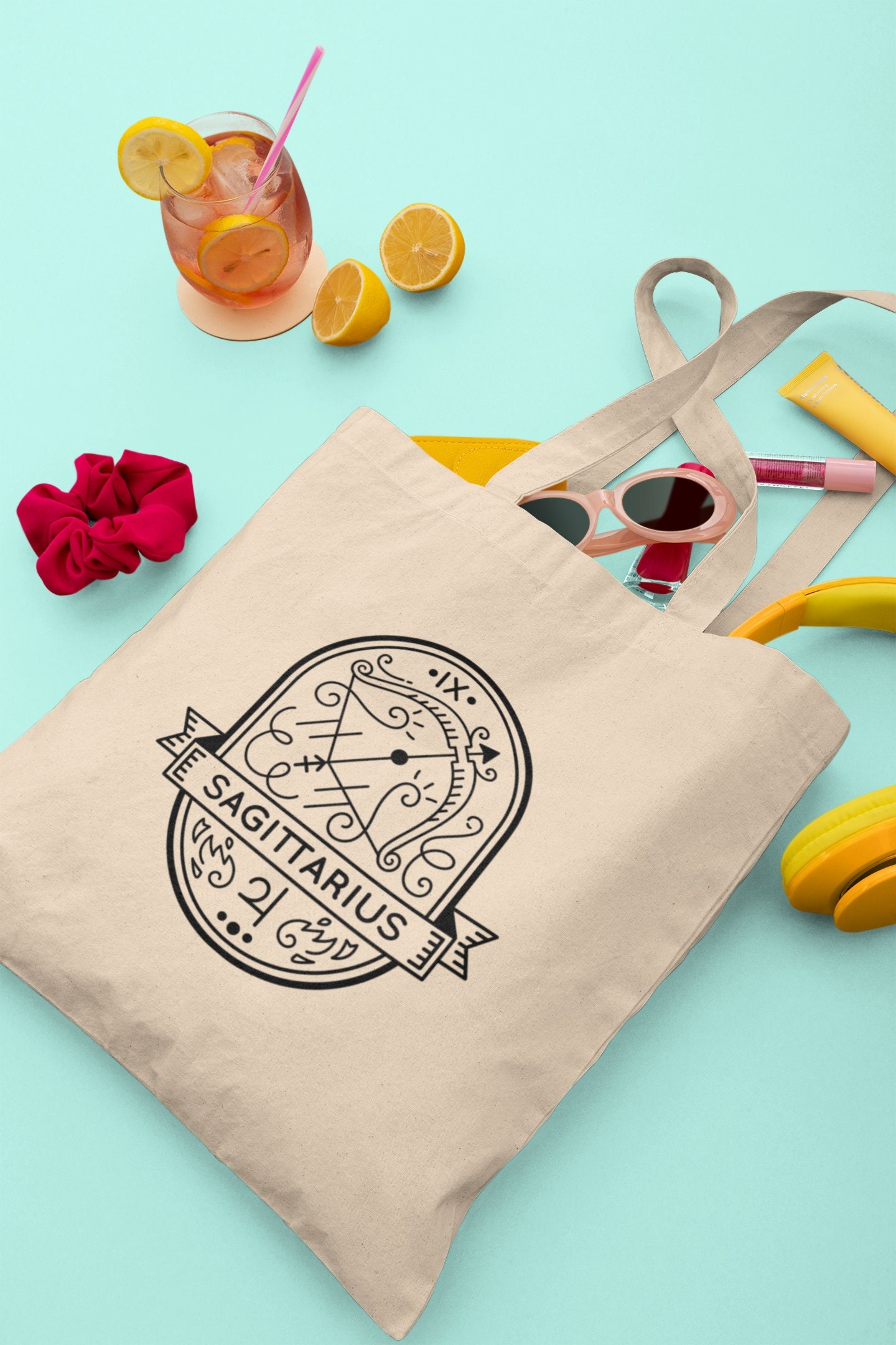 Sagittarius Tarot Style Tote Bag, Canvas bag, Uni bag, Storage bag, Gift for Sagittarius, Sagittarius quote, Horoscope tote, Shopping bag