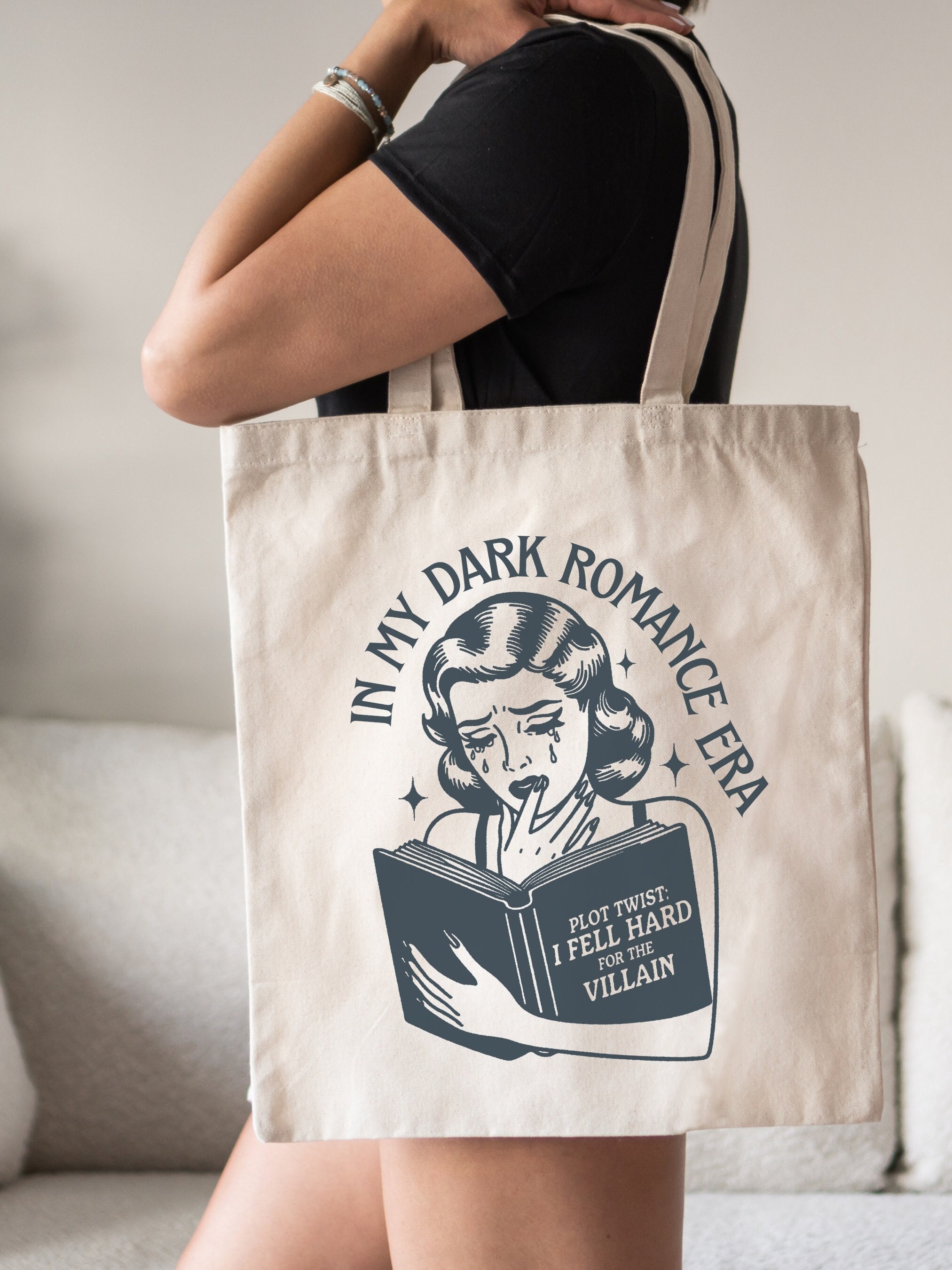 In My Dark Romance Era Villain Lover Bookish Canvas Tote Bag * Enemies To Lovers Morally Grey Spicy Book Club Host Trope Smut Reader Merch