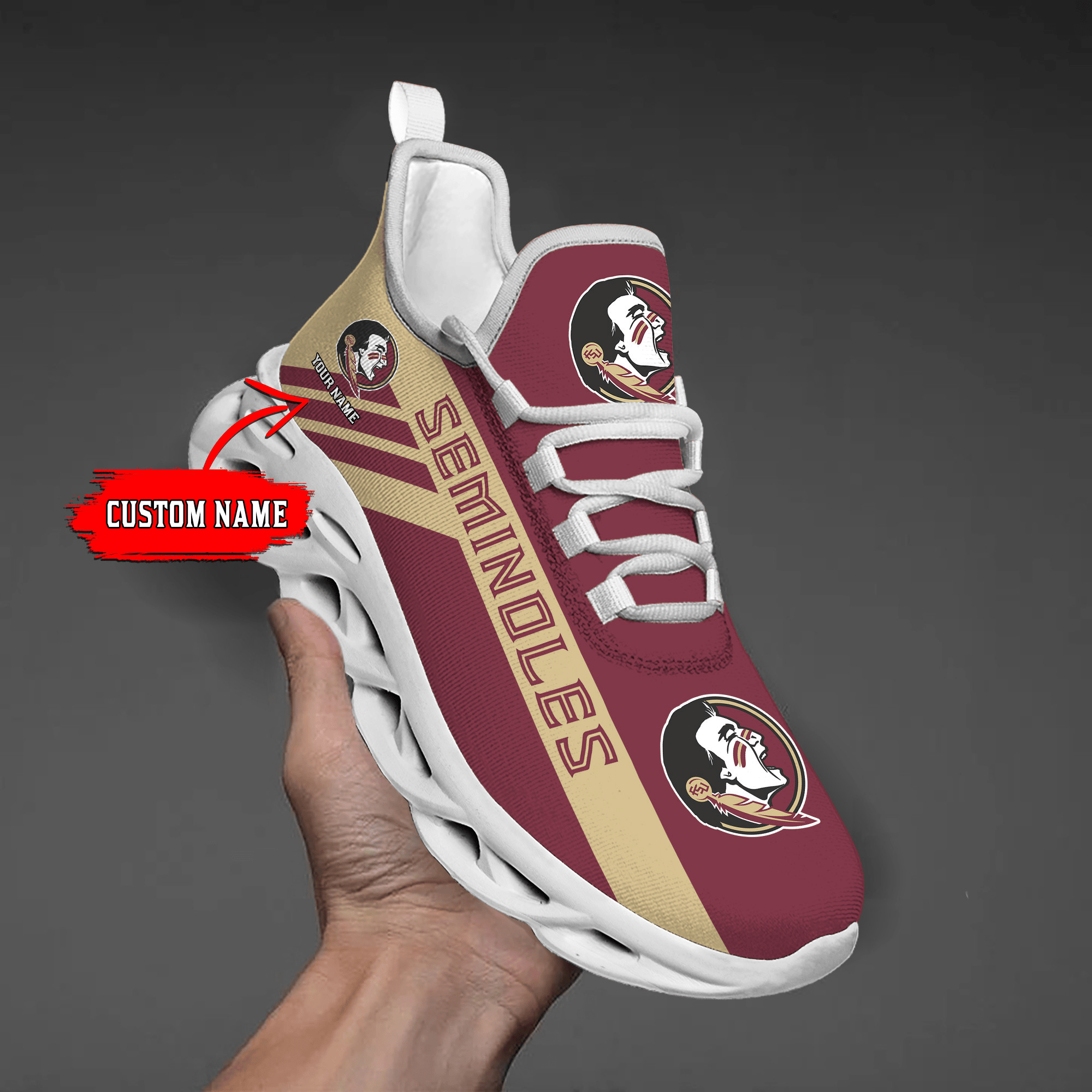 Florida State Seminoles-Custom Name -Personalize Max Soul Shoes Sport Sneakers 1930