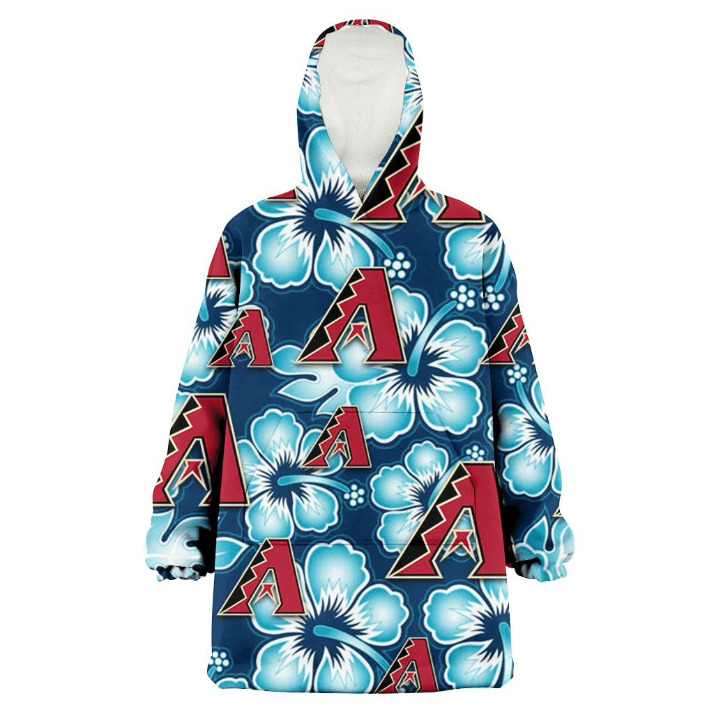 Arizona Diamondbacks Dark Turquoise Hibiscus Navy Background 3D Printed Hoodie Blanket Snug Hoodie