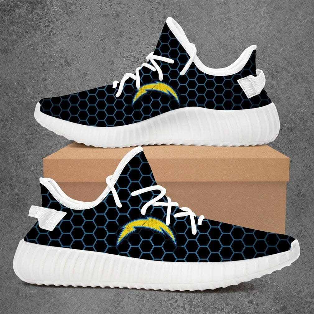 Yeezy Shoes Sport-Team Los Angeles Chargers Black Blue Yeezy Boost Sneakers