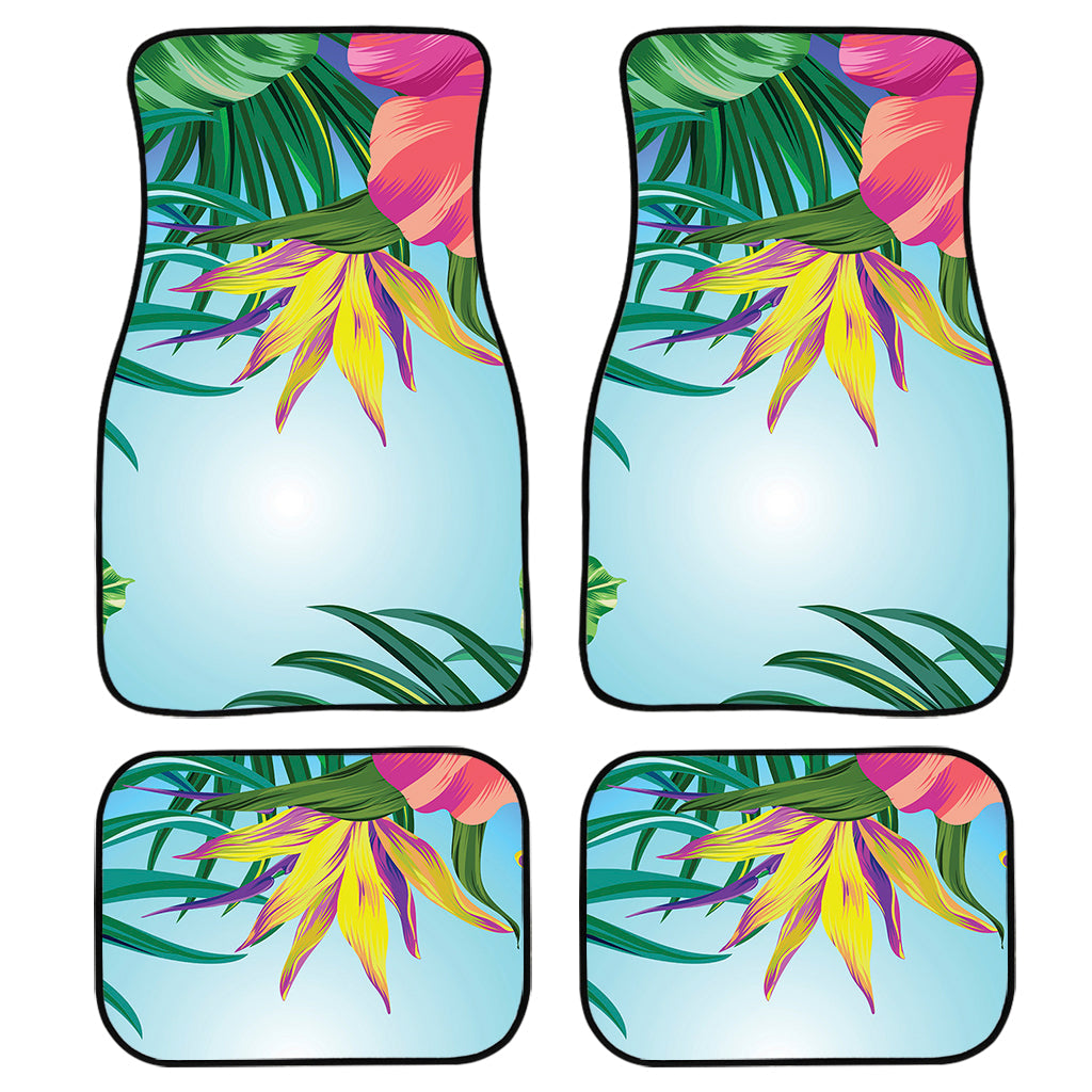 Hawaiian Aloha Flower Print Front And Back Car Floor Mats, Front Car Mat