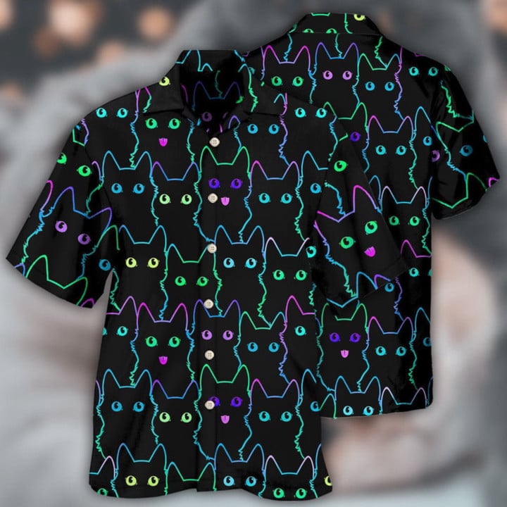 Cute Kitty Hawaiian Shirt, Lovely Cat Full Printed Hawaiian Shirt, Outfit For Animal Lovers, Hawaiian 3D Funny Shirt