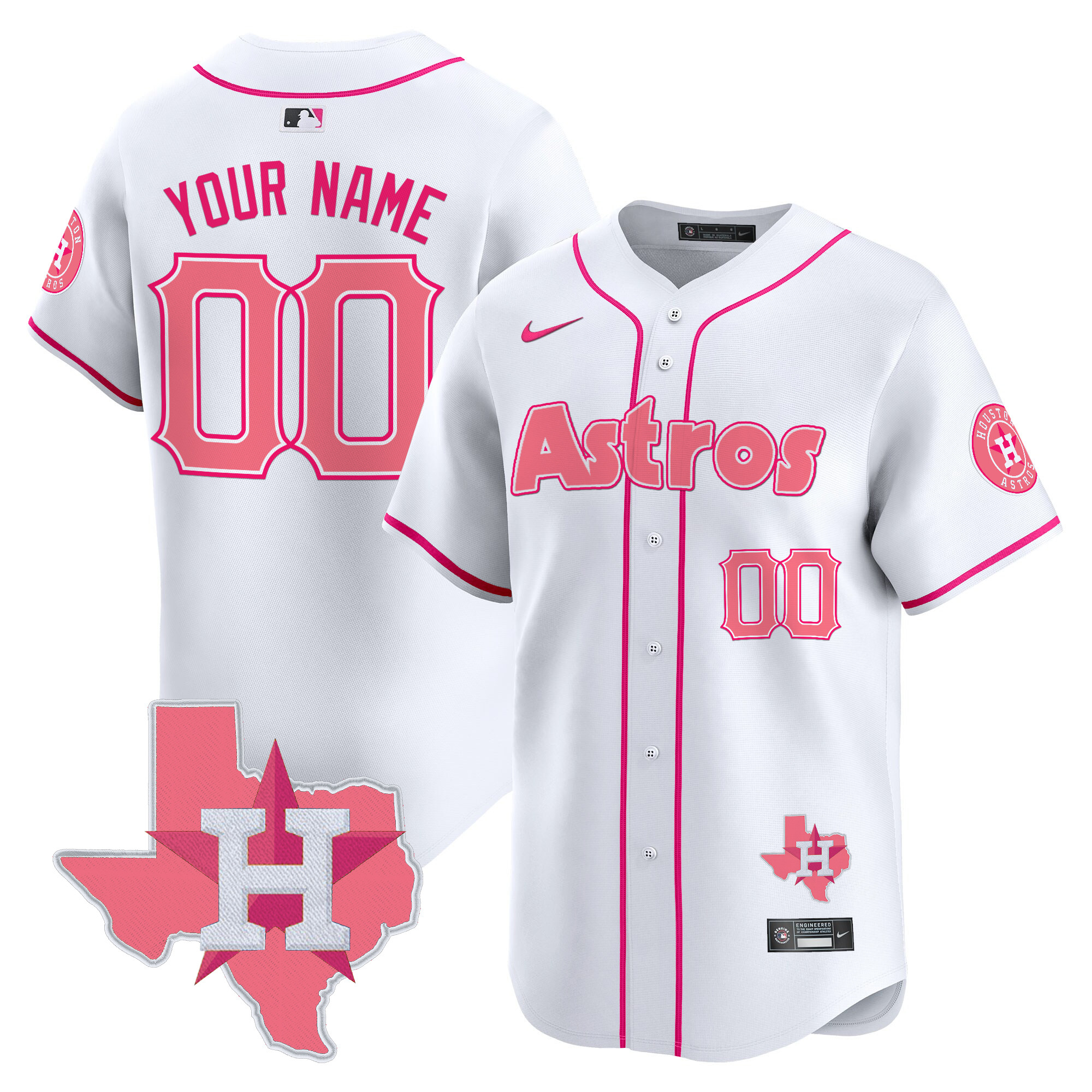 Astros Bubblegum Pink Vapor Premier Limited Custom Jersey V3 – All Stitched