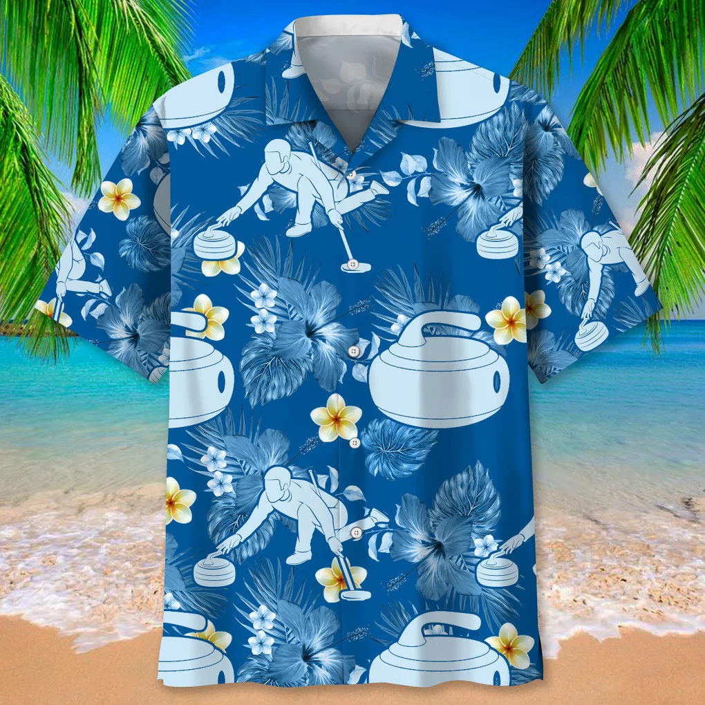 Curling Multi Color Nature Hawaiian Shirt, Curling Sport Hawaii Shirt