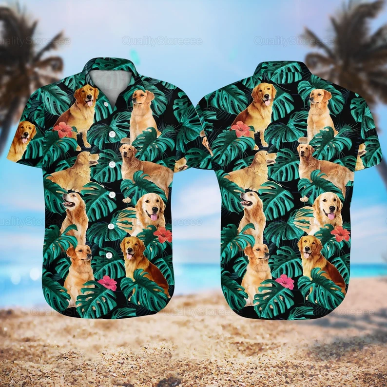 Golden Retriever Hawaii Shirt, Golden Shirt, Shirt For Men, Hawaiian Shirt