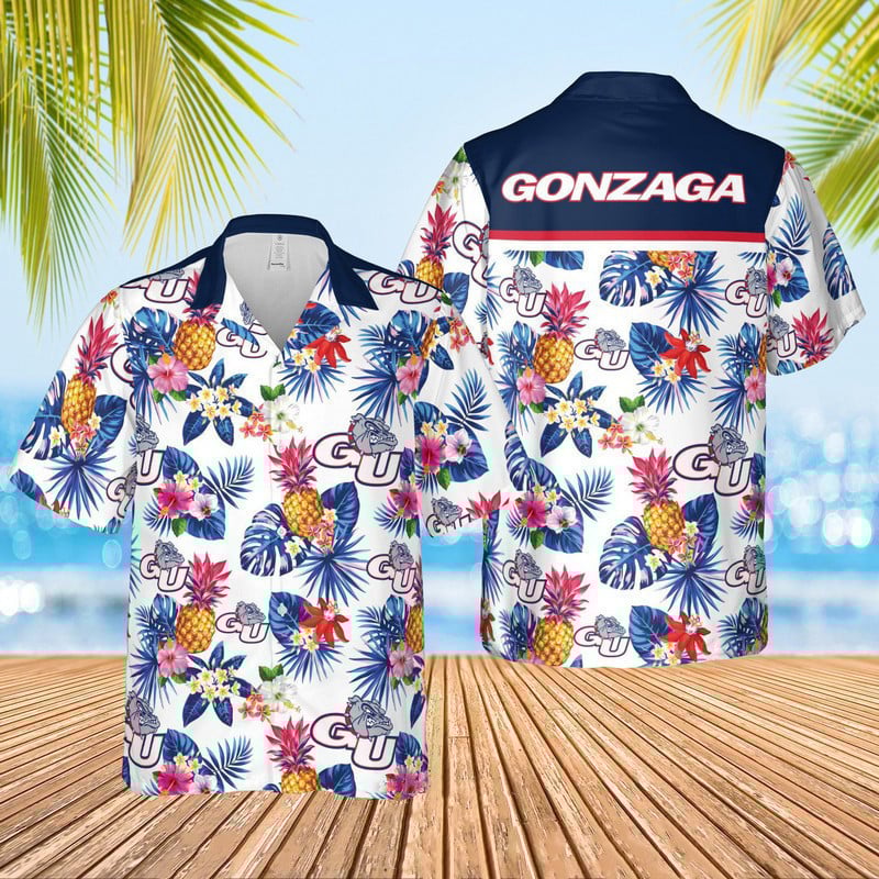 Gonzaga Bulldogs Men’S Basketball On White Background 3D Hawaiian Shirt