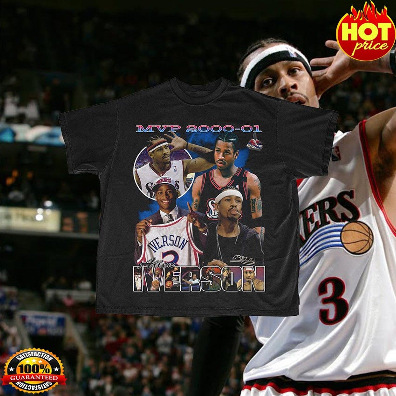 Vintage Allen Iverson T Shirt The Ai Philadelphia 76Ers Vintage S Gift For Fan Sport Gift Shirt For