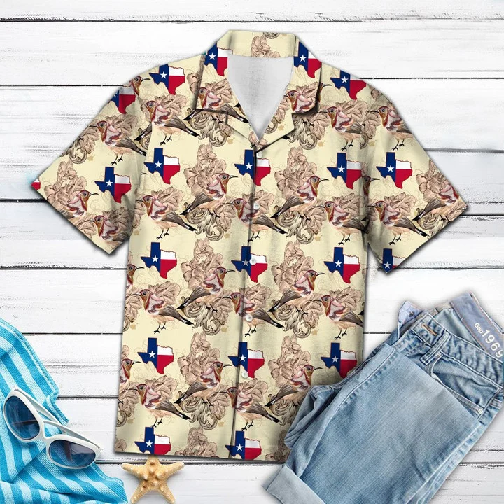 Mockingbird With Texas Map Design Hawaiian Shirt