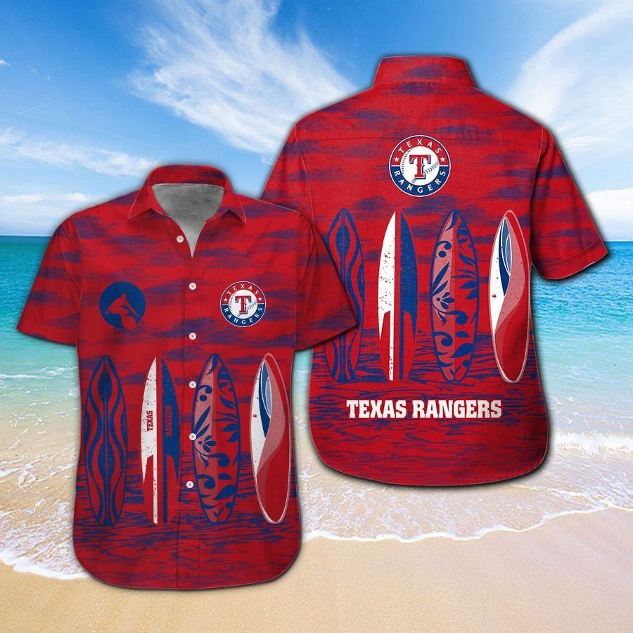 Texas Rangers Short Sleeve Button Up Tropical Hawaiian Shirt Ver06