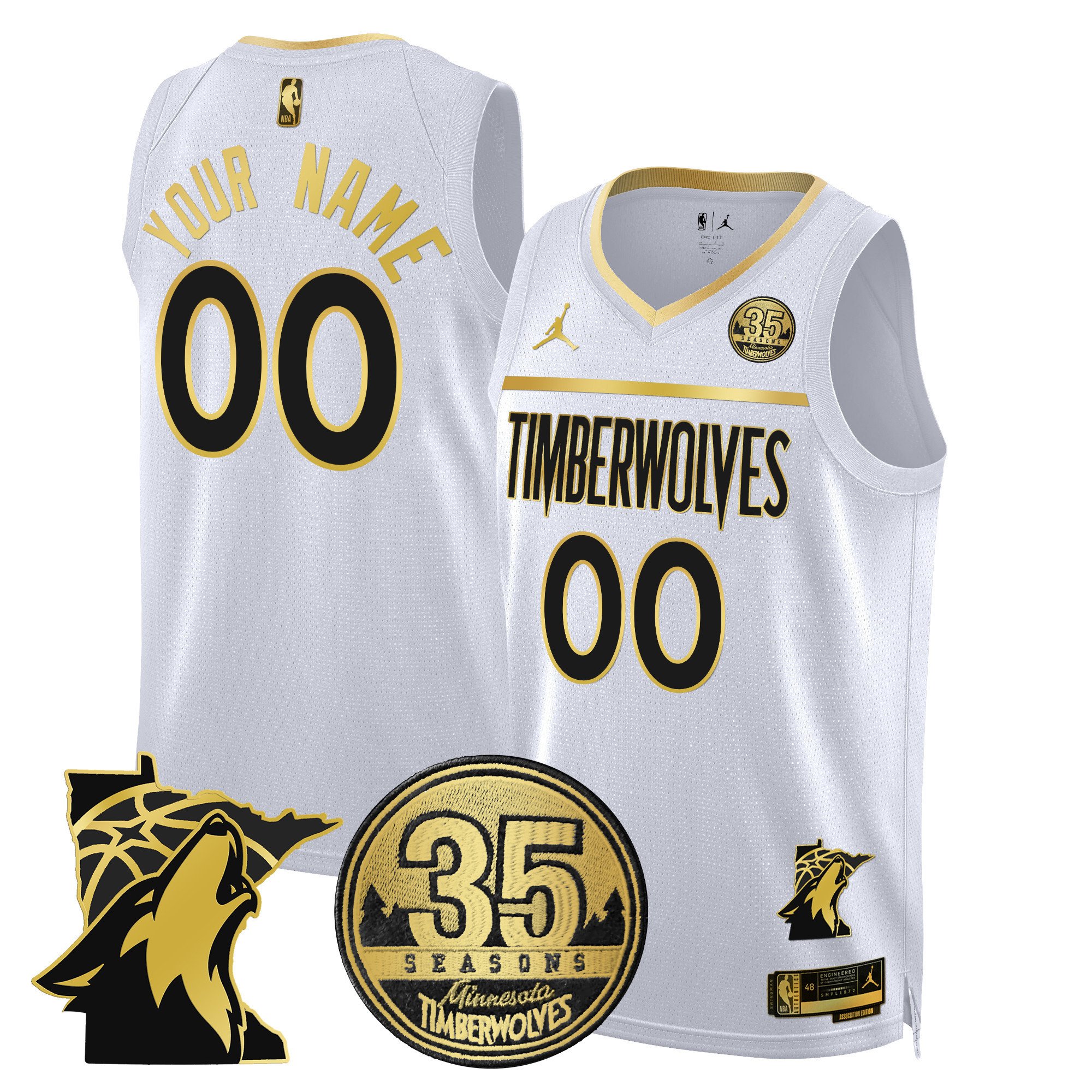 Timberwolves 35Th Season & Minnesota Patch Swingman Custom Jersey – All Stitched