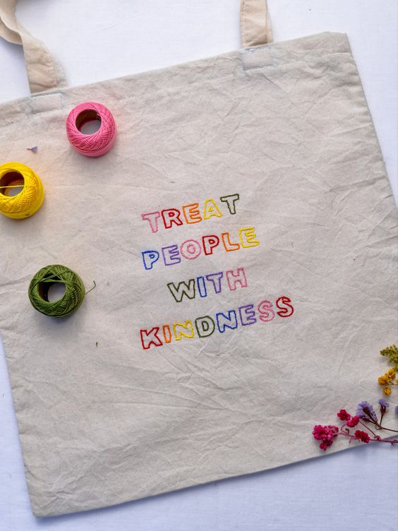 Treat People With Kindness Tote bags, Canvas Tote Bags, Tote Bag Design, Tote Bag Idea