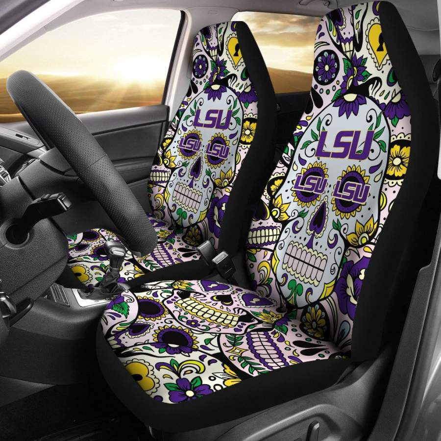 Party Skull LSU Tigers Car Seat Covers CSC9047