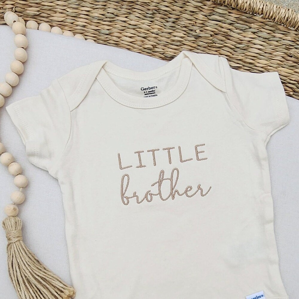Embroidered Little Brother Onesies® Brand, Little Brother Shirt, Pregnancy Announcement Onesies® Family, Siblings 118 X Product By Teeorbit Yourtshirtman