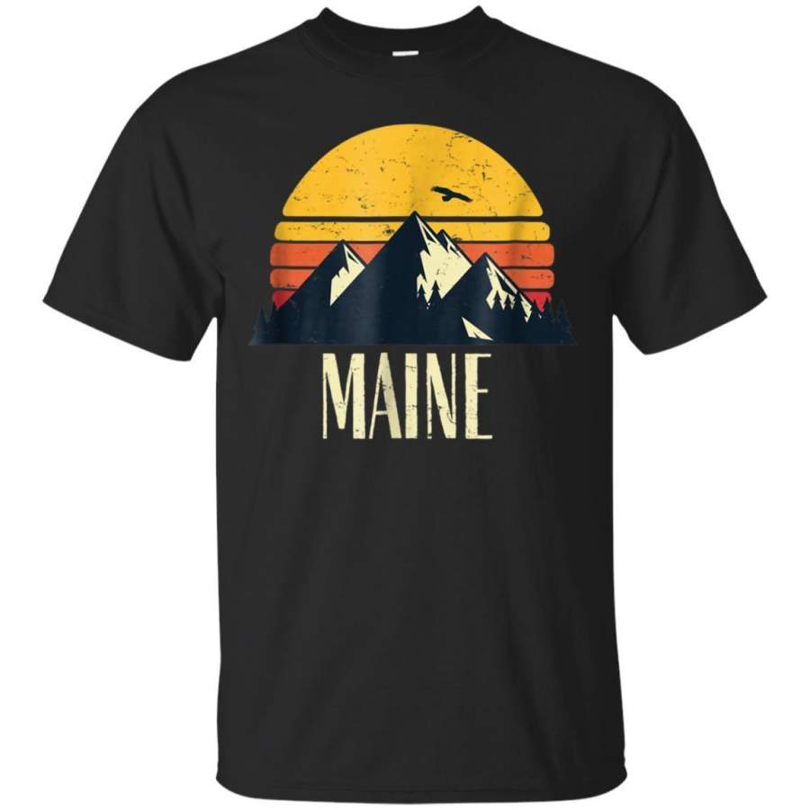 AGR Maine Retro Vintage State Mountain Sunset T Shirt Jaq T-shirt