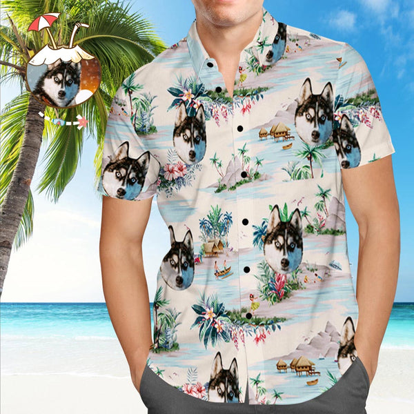 Custom Dog Face Hawaiian Shirt Custom Tropical Shirts Men’S All Over Print Hawaiian Shirt