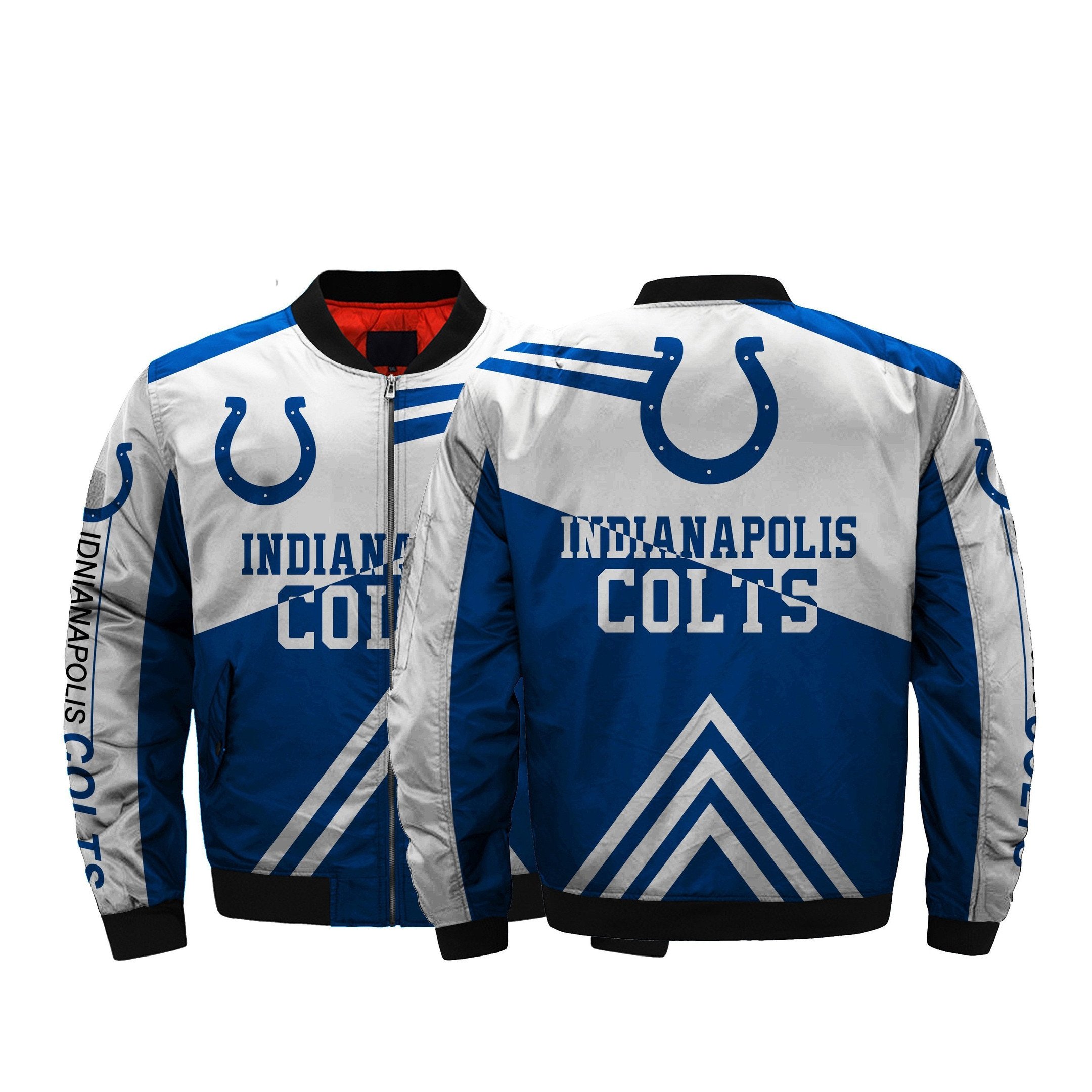 Indianapolis Colts Team Logo And Name NFL 3D Printed Bomber Jacket